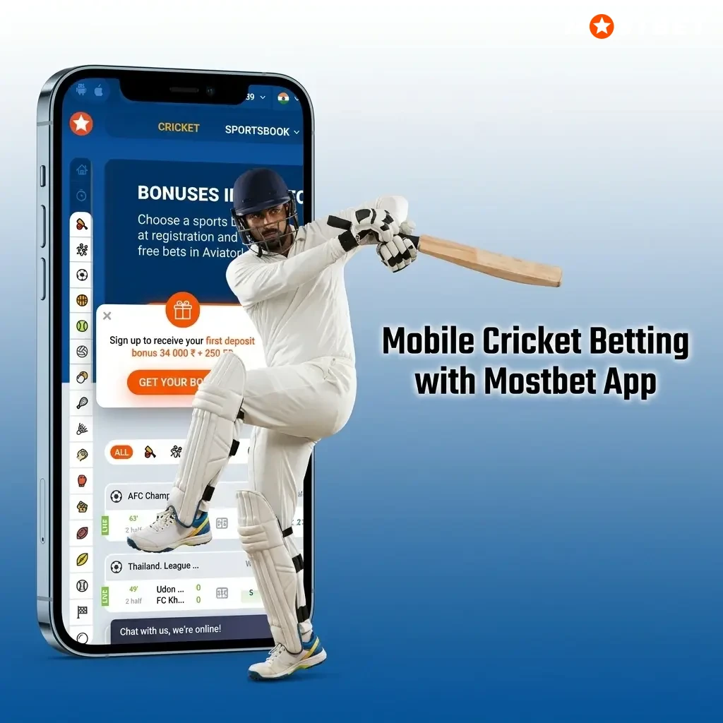 Mostbet mobile app for cricket betting in India on Android and iOS devices with live and pre-match options