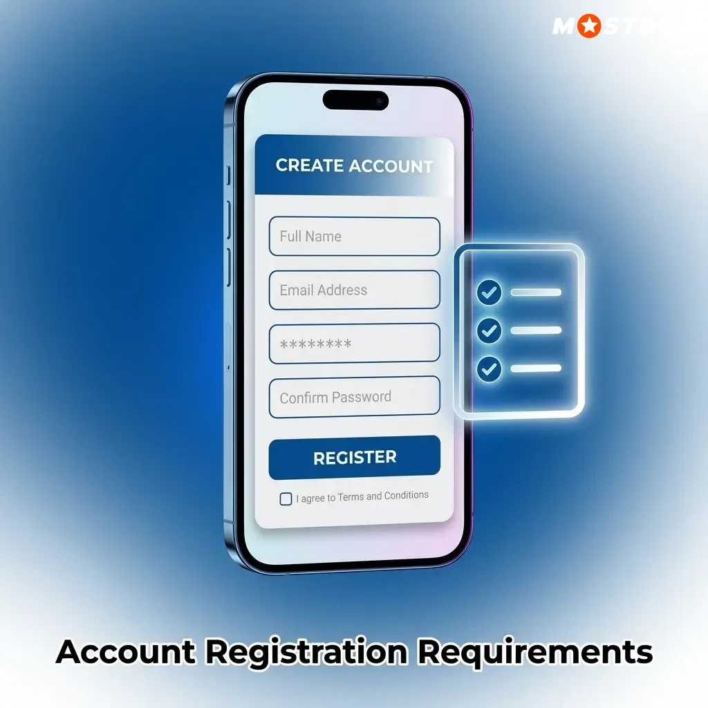 Mostbet account registration requirements including age limit, one account rule, accurate info and legal compliance guidelines